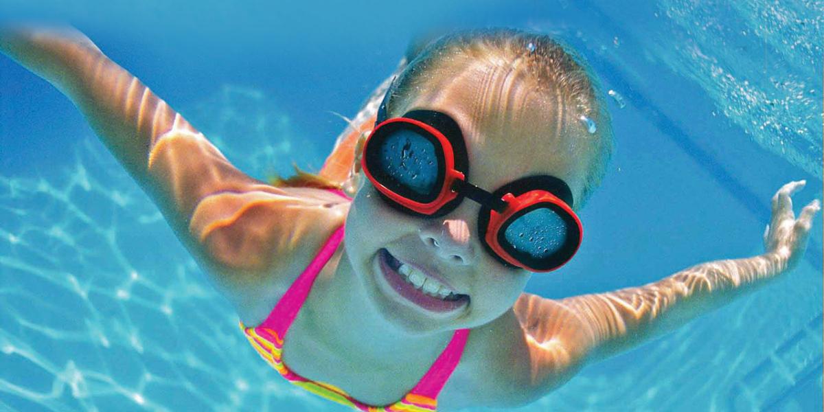 Girl on swim brochure