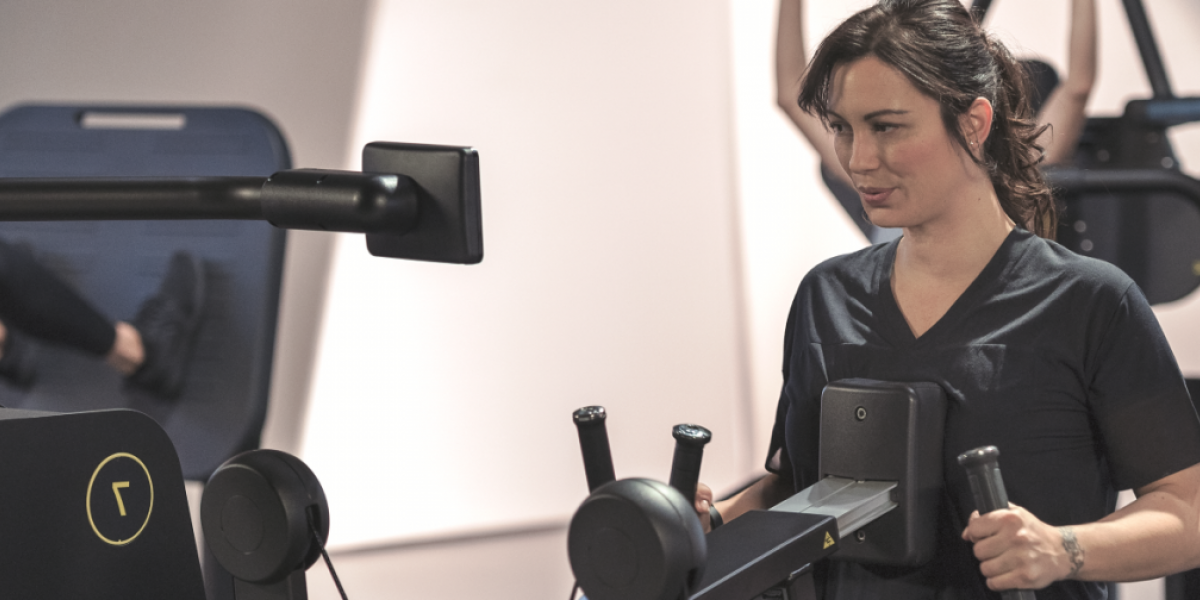 woman on bio circuit gym equipment