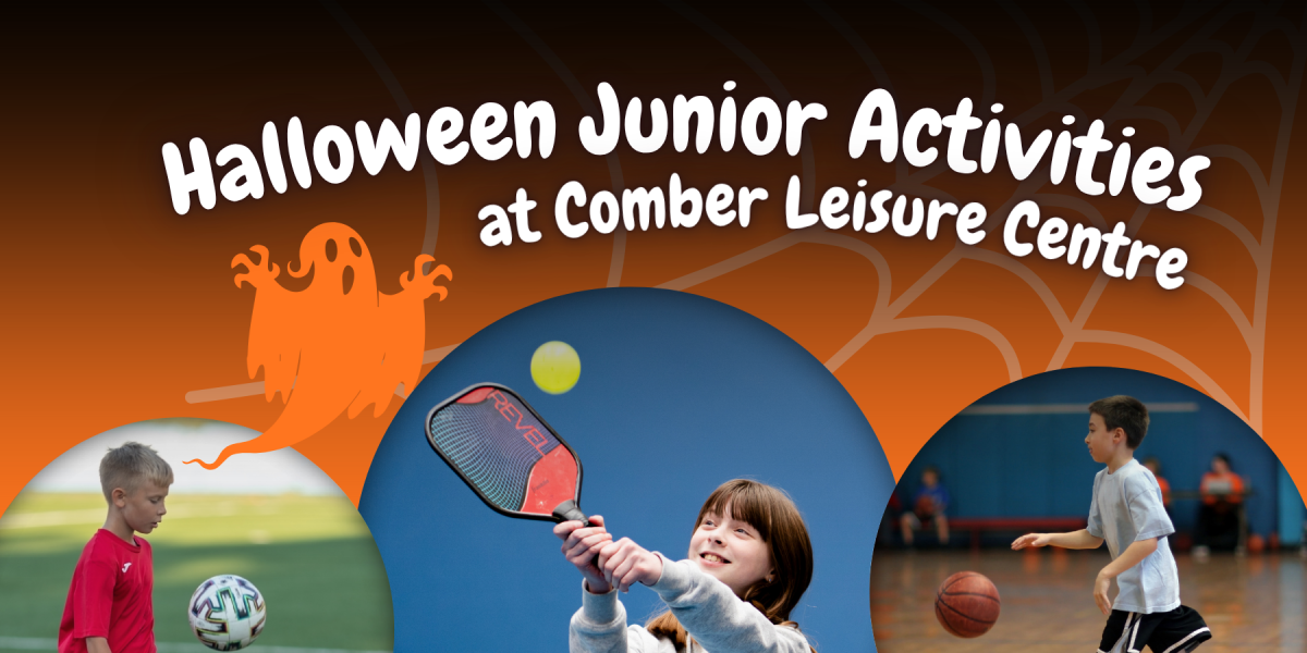 Graphic of halloween junior activities at Comber Leisure Centre