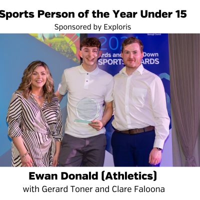 Ewan Donald receiving Sports Person of the Year U15 2024 award.