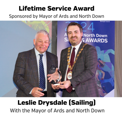 Leslie Drysdale receiving a Lifetime Achievement Award 2024