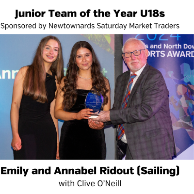 Emily and Annabel Ridout receiving Sports Team of the Year U18 2024 award.