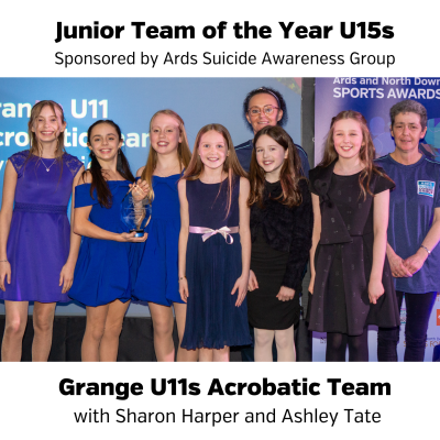 Grange Acrobatic U11s receiving Sports Team of the Year U15 2024 award.