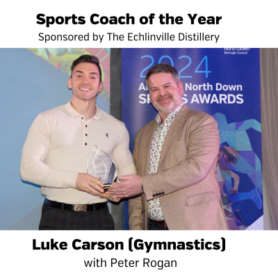 Luke Carson receiving Sports Coach of the Year 2024 award.