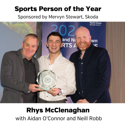 Rhys McClenaghan receiving Sports Person of the Year 2024 award.